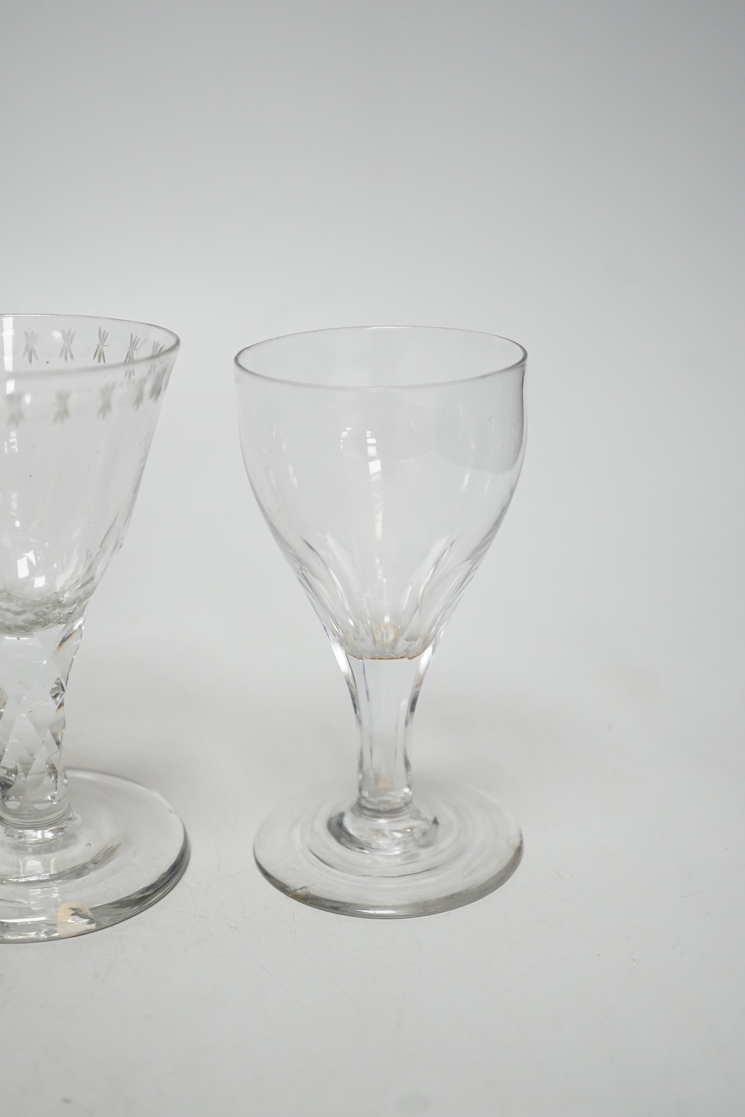 Five Georgian drinking glasses, tallest 12.5cm